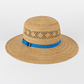 Straw Hat with an aqua blue band