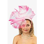 Large crin waves fascinator with pink sprayed edge 