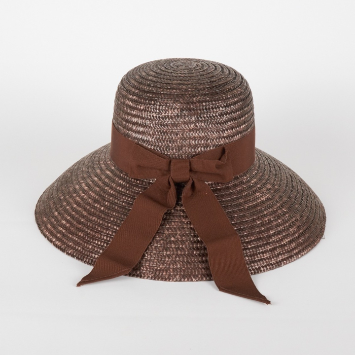 Brown Straw Hat Tied with a Brown Band
