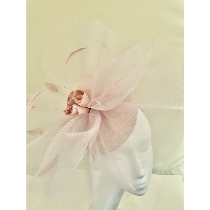 Vintage rose fascinator with flower and feathers