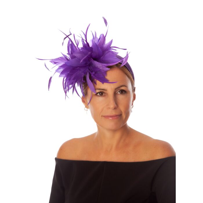 Purple  Feather Band Fascinator