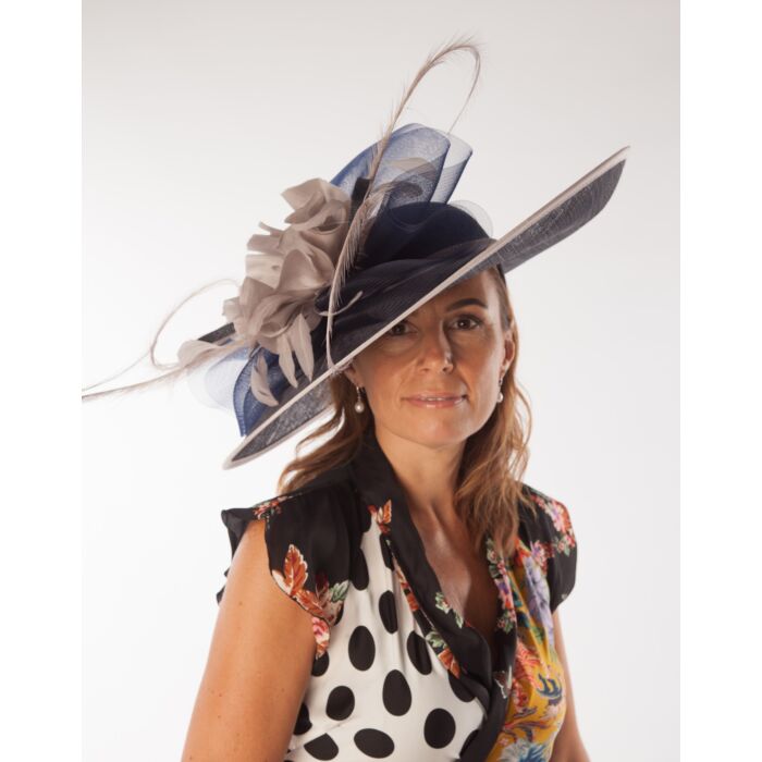 Navy/Taupe Fascinator