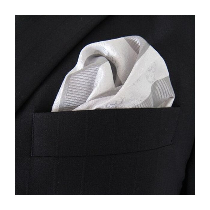 Sicillian Silver & White Pocket Square
