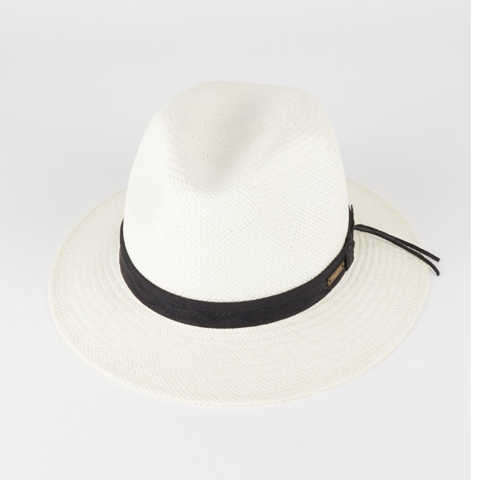 White Panama Hat with Black Ribbon