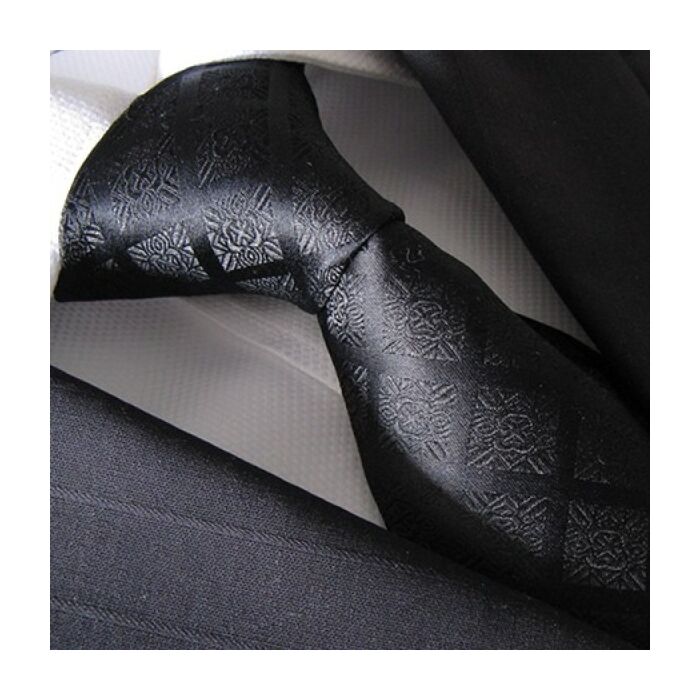 Black Check Skinny Polyester Tie