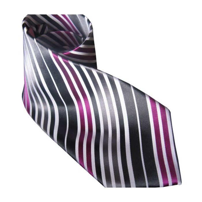 Silver & Pink Silk Tie