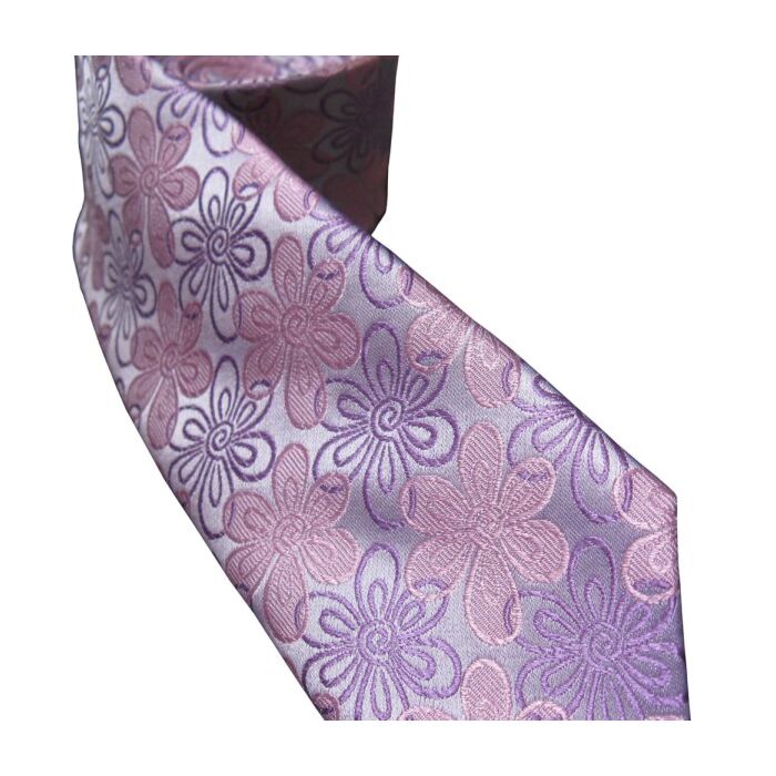 Floral Pink Slim Silk Tie