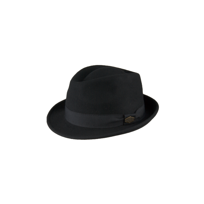 Snap Wool Felt Black Feodora Hat 