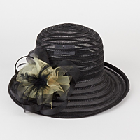 Black Hat with Natural Color Rose