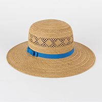 Straw Hat with an aqua blue band
