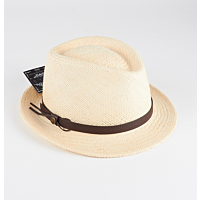 Natural white panama hat with brown ribbon
