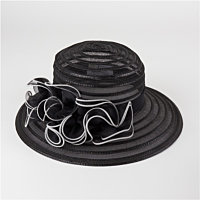 Black hat with a large rosette