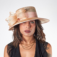 Peach and pink sinamay hat