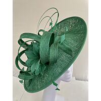 Green teardrop shaped fascinator
