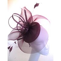 Grape fascinator, topped with veil and swirls