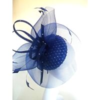 Sapphire fascinator covered in sparkling beading