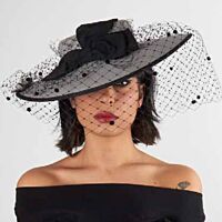 Grey Fascinator Embellished with Veil and Bow