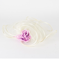 Quirky White Hat with Swirls and a Purple Rose