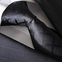 Black Check Skinny Polyester Tie 