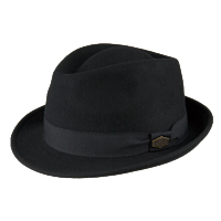 Snap Wool Felt Black Feodora Hat 