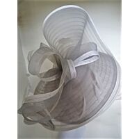 Silver fascinator with a large wave and bow