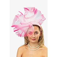 Large crin waves fascinator with pink sprayed edge 